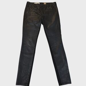 Anthropologie Pilcro and‎ the Letterpress Vegan Leather Moto Pants Black Size 28